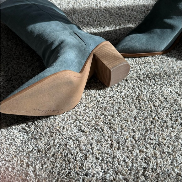 New! Sam Edelman Grey Blue Suede Boots - Picture 2 of 4